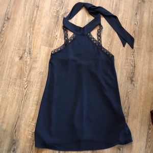 Dainty Hooligan Navy Blue Halter Neck Dress